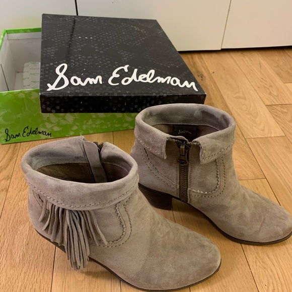 Sam Edelman Louie Fringe-Trimmed Ankle Boot - Picture 1 of 6